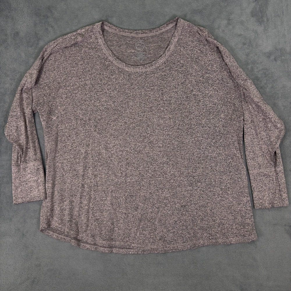 Maurices‎ Sweater Womens 2 Plus Pink Heathered Long Sleeve Pullover 24/7 Stretch